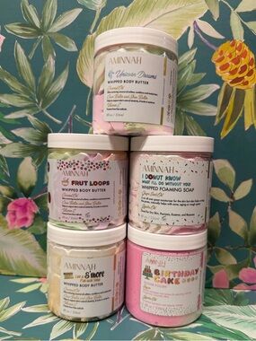 Aminnah Fan Favorites Bundle 5pc Body Butter Soap Scrub 8oz